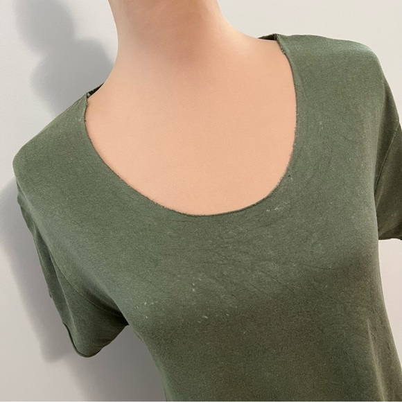 3/$30 AE Don’t Ask Why Drapey Open Back Tee Green One Size Distressed T-Shirt - Picture 3 of 14
